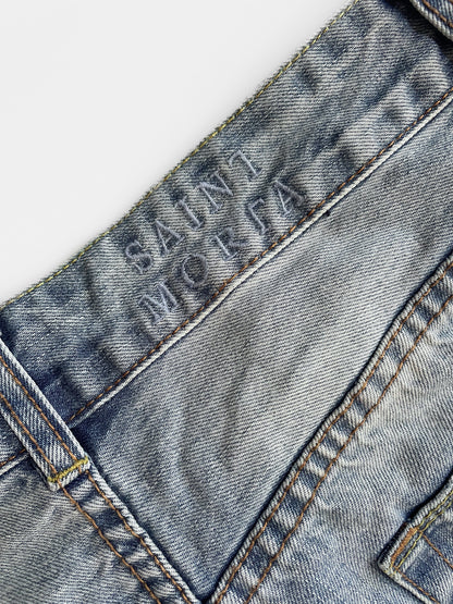 Distressed Light Wash Denim Short Jort