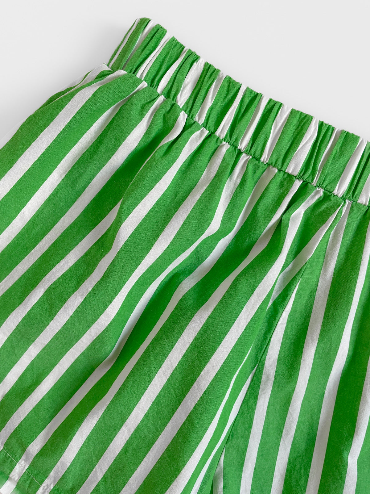Green and White Striped Shorts