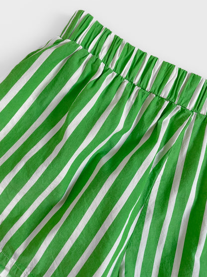 Green and White Striped Shorts
