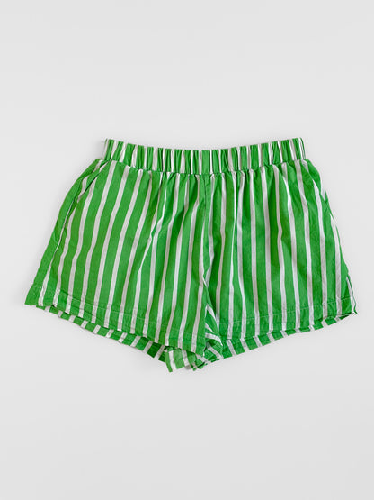 Green and White Striped Shorts