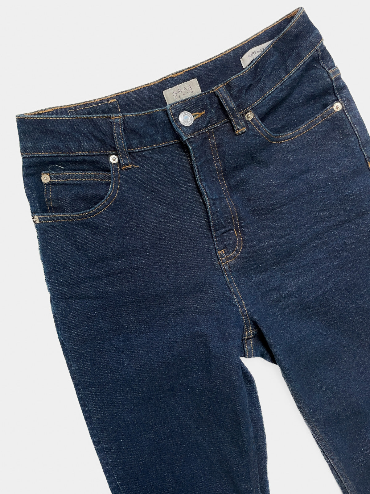Grab Denim Organic Cotton Flare High Rise in Dark Wash