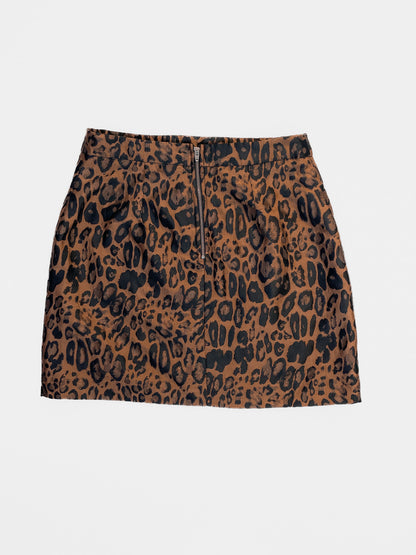 Leopard Print Jacquard Mini Skirt