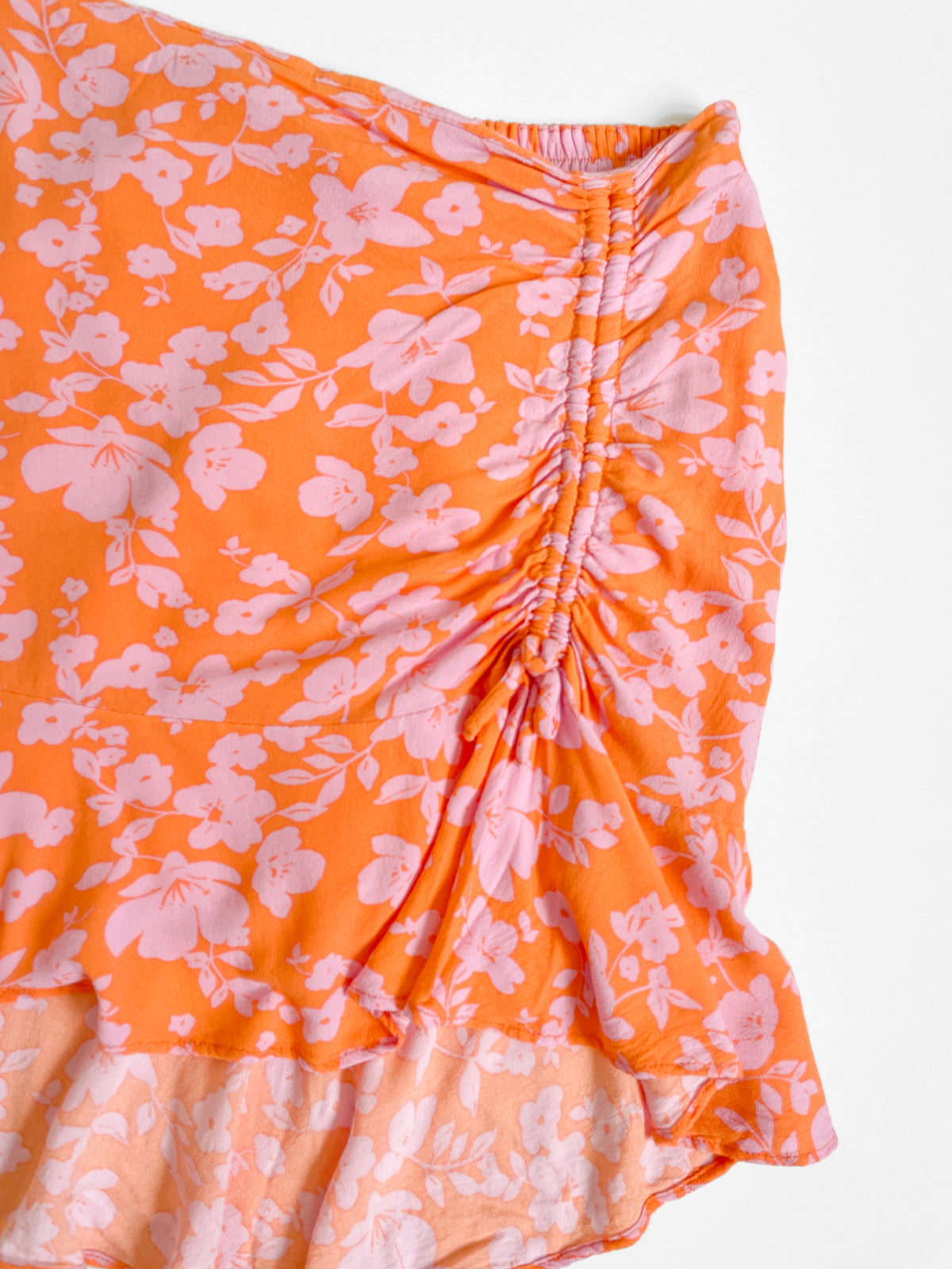 Lilac & Orange Crepe Fluted Mini Skirt