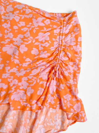 Lilac & Orange Crepe Fluted Mini Skirt