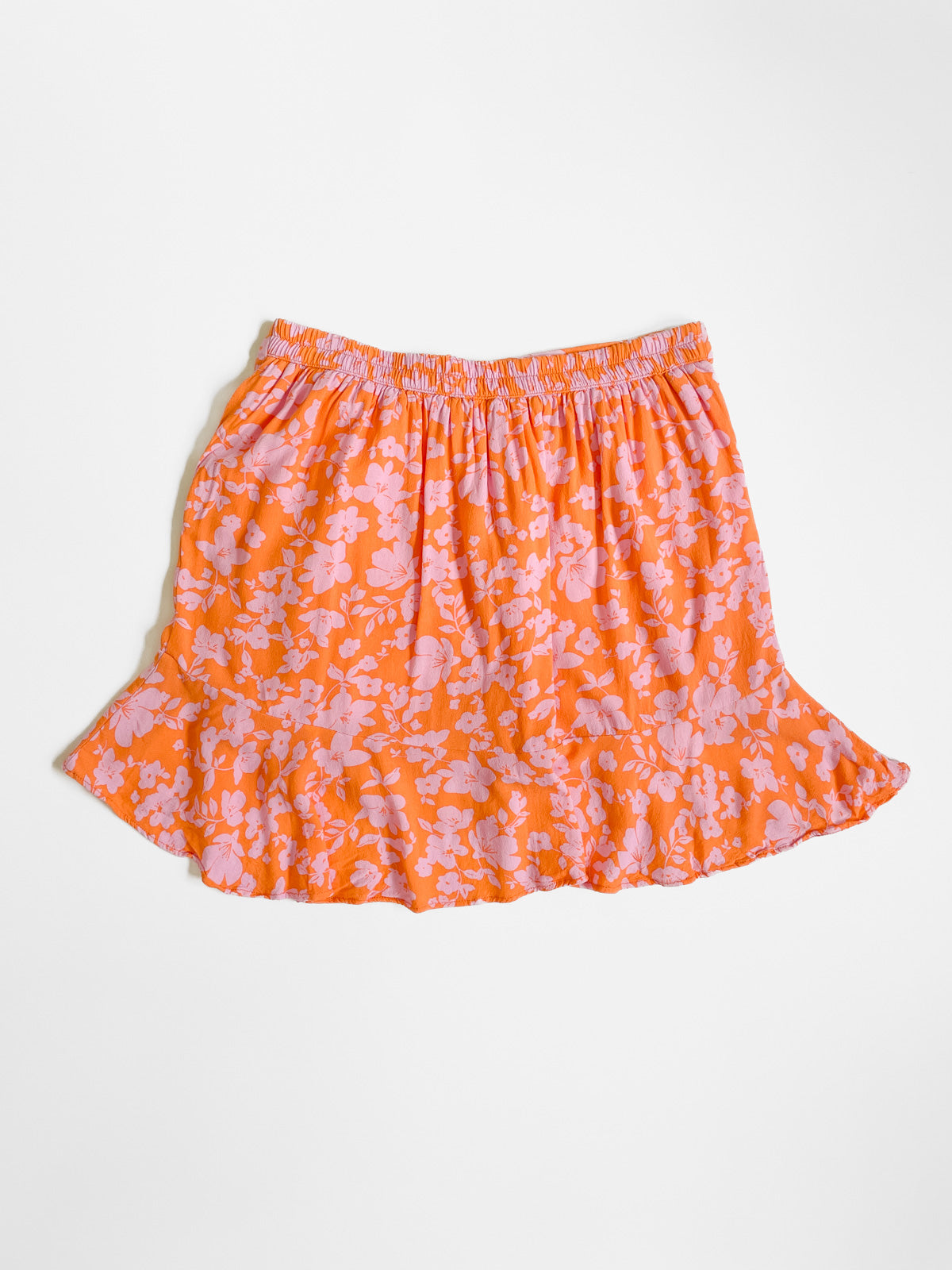 Lilac & Orange Crepe Fluted Mini Skirt