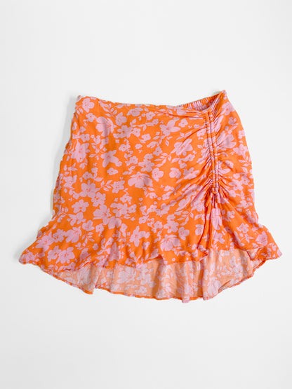 Lilac & Orange Crepe Fluted Mini Skirt