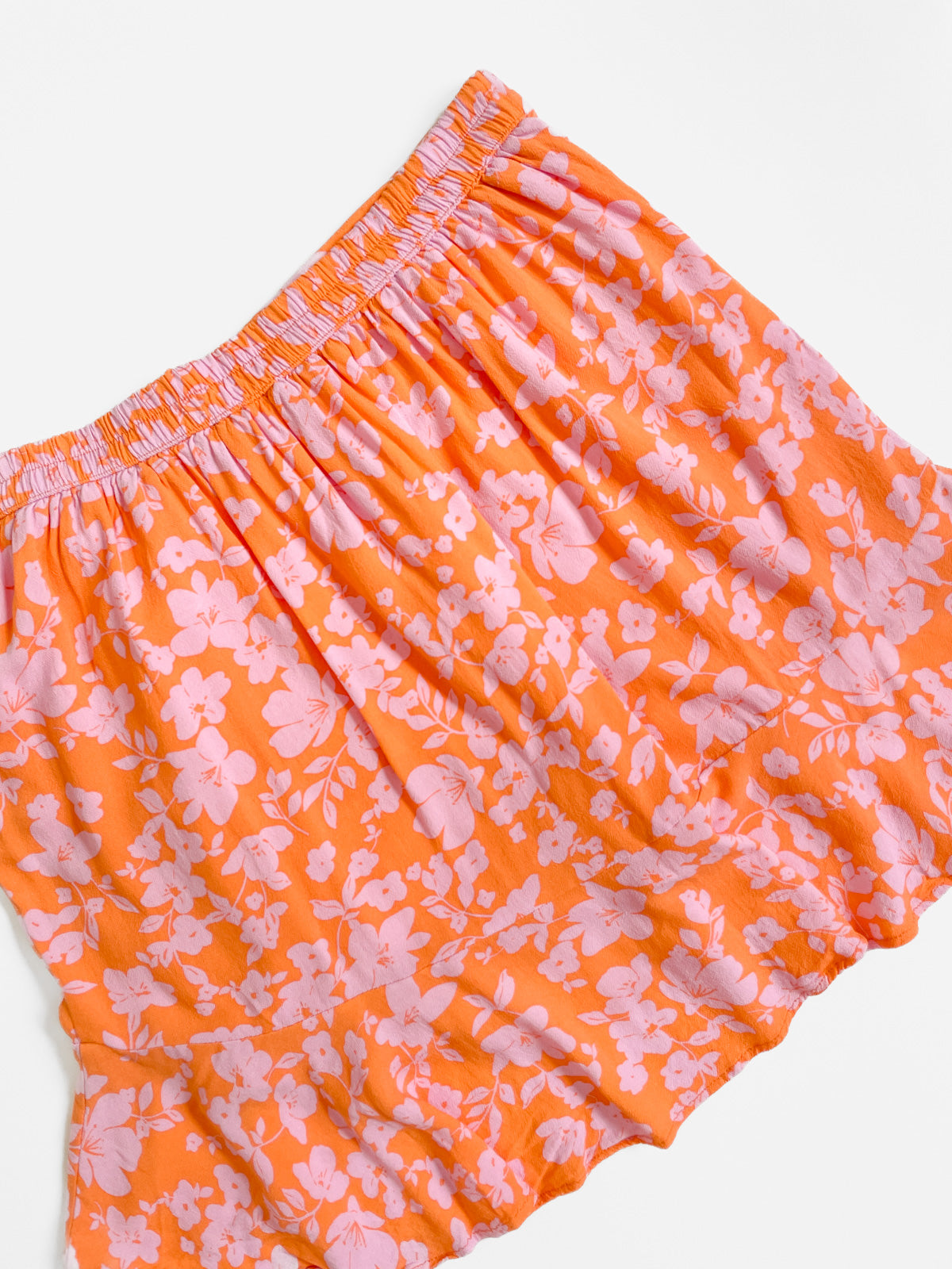 Lilac & Orange Crepe Fluted Mini Skirt
