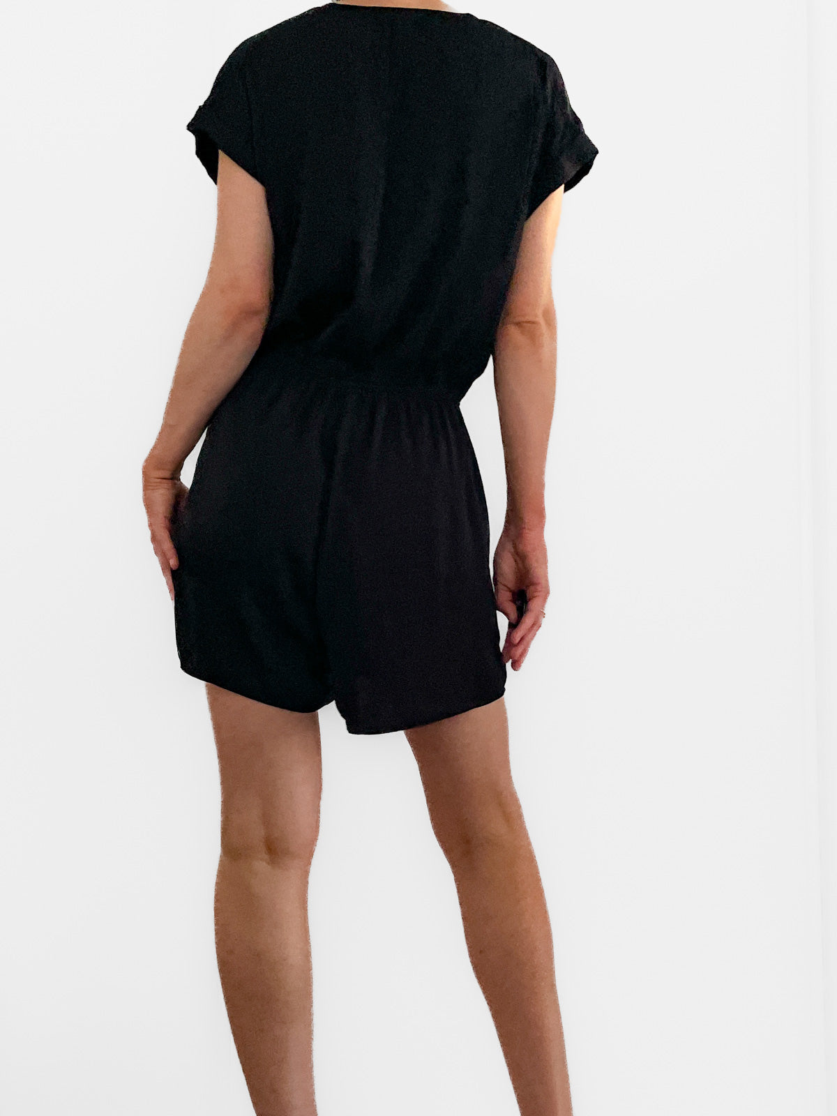 Satin Playsuit in Black