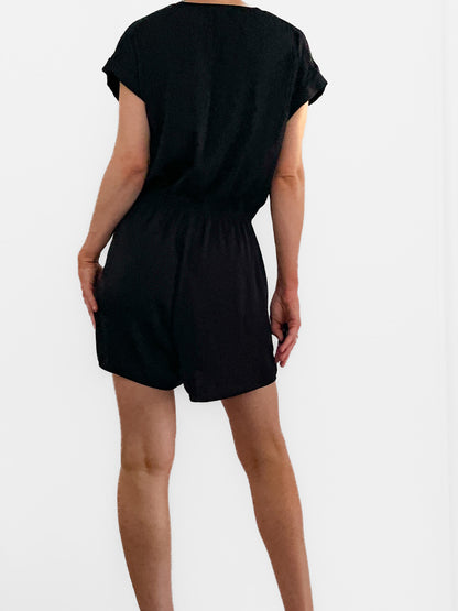Satin Playsuit in Black