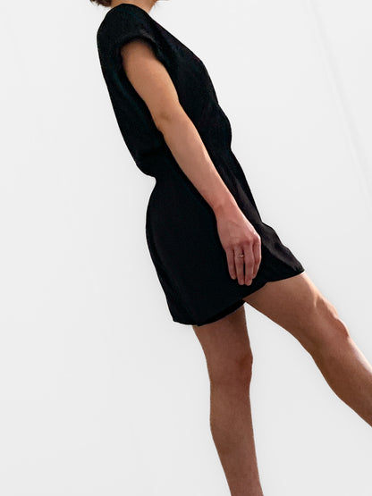 Satin Playsuit in Black