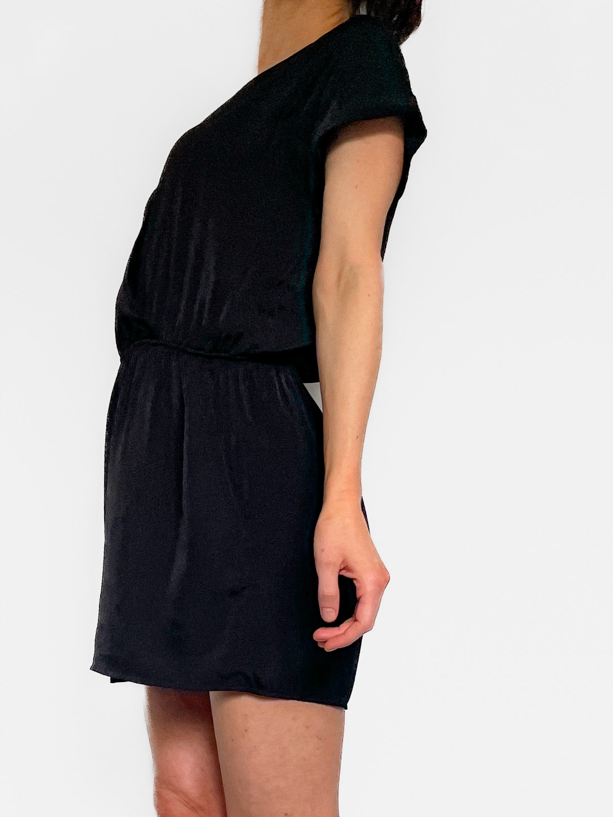 Satin Playsuit in Black