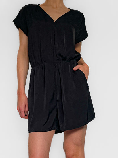 Satin Playsuit in Black
