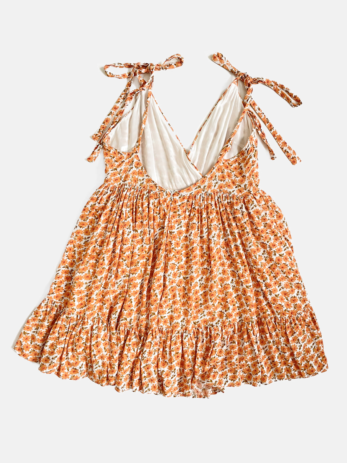 Orange Ditsy Floral Soft Babydoll Dress