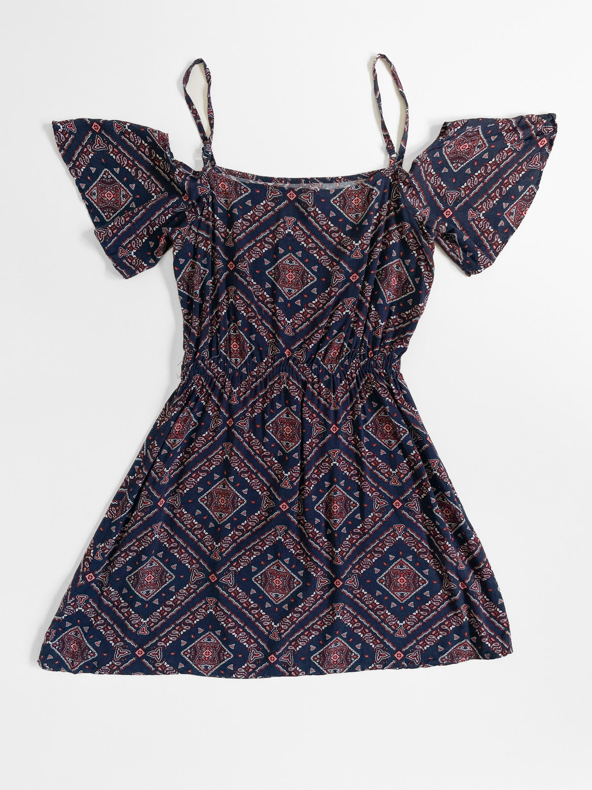 Navy Bandana Western Paisley Mini Dress