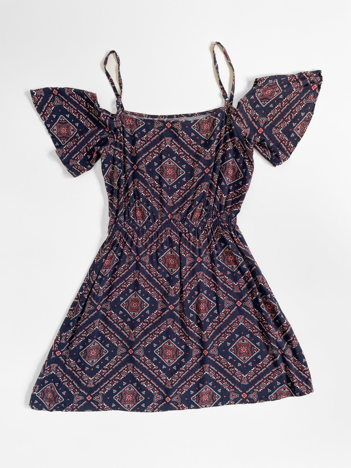 Navy Bandana Western Paisley Mini Dress