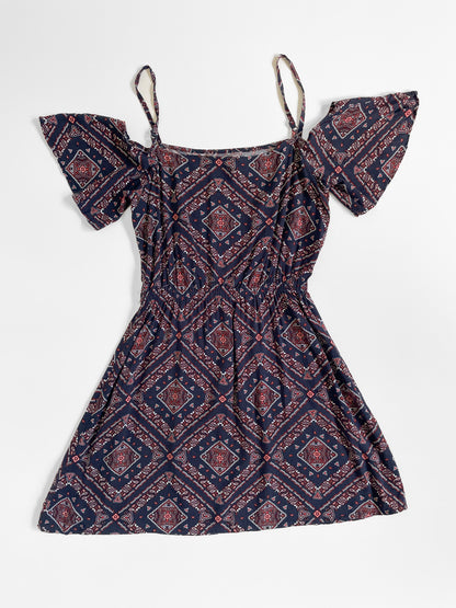Navy Bandana Western Paisley Mini Dress