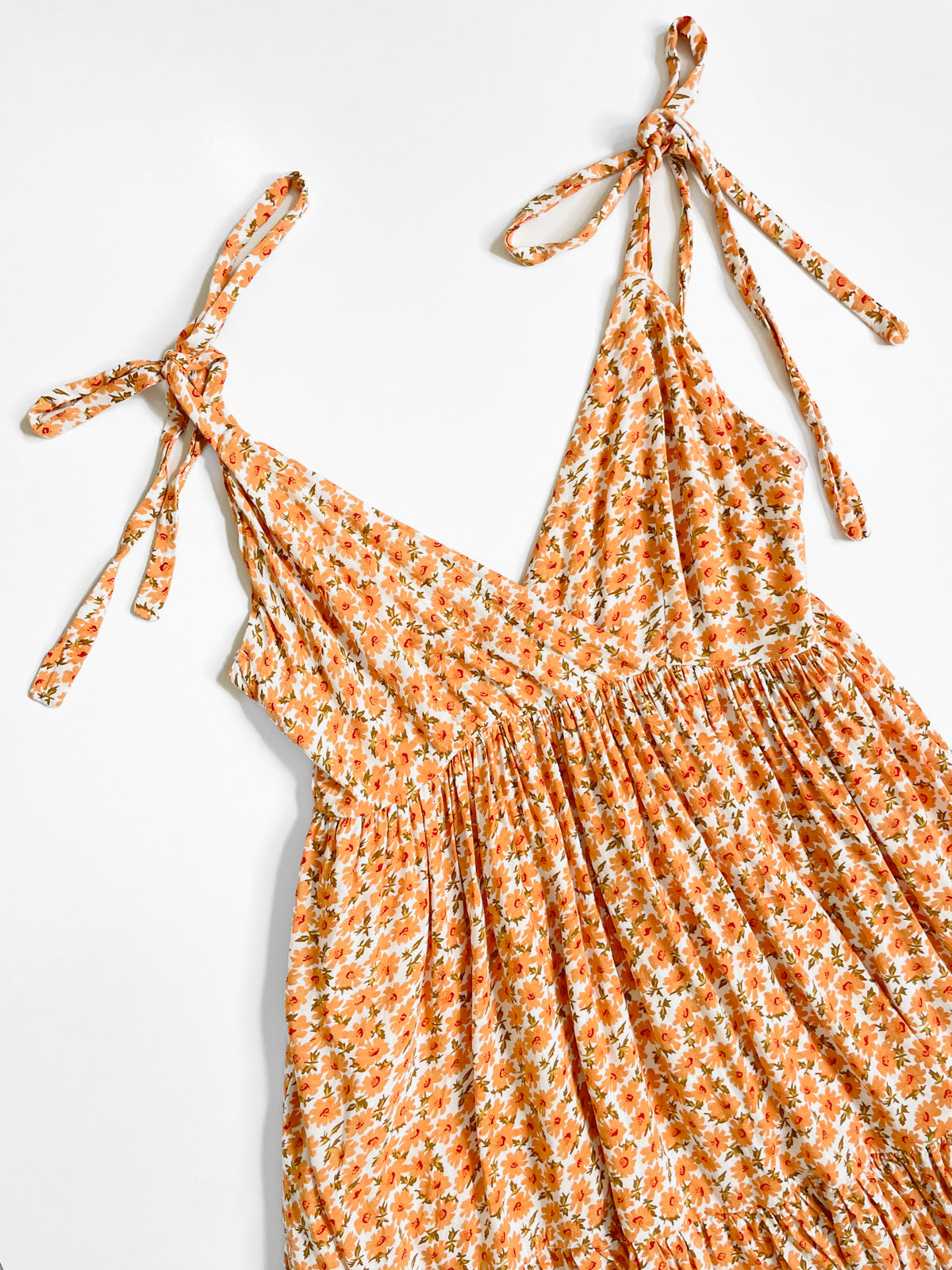 Orange Ditsy Floral Soft Babydoll Dress