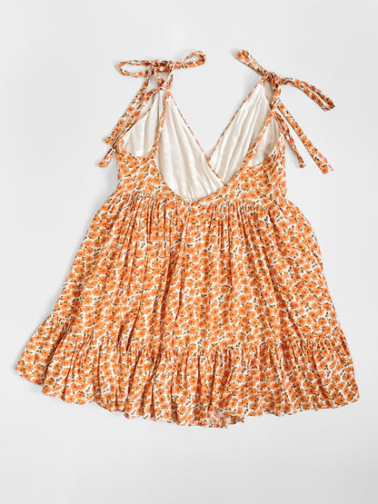 Orange Ditsy Floral Soft Babydoll Dress