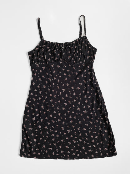 Black Ditsy Floral Babydoll Dress