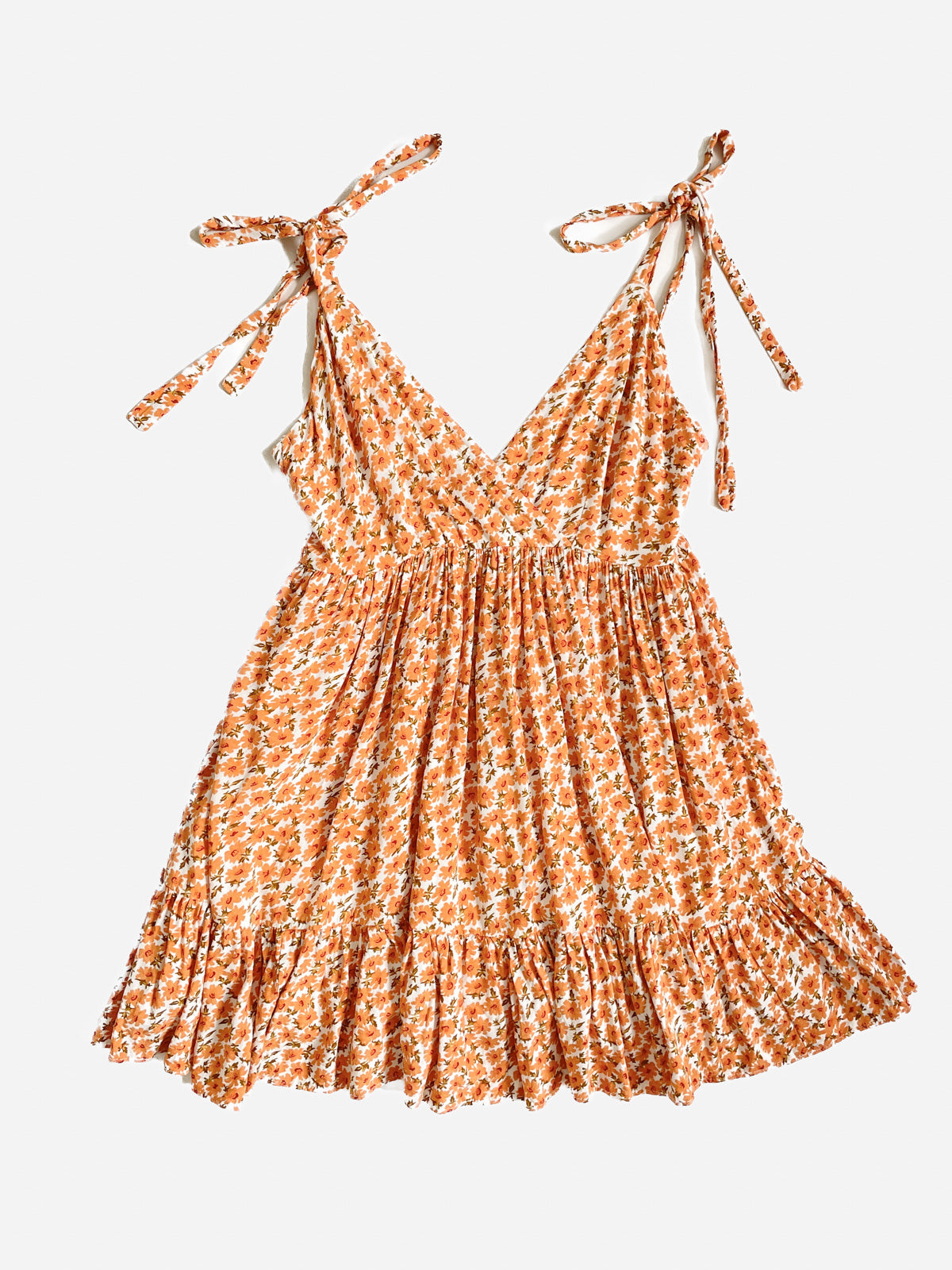 Orange Ditsy Floral Soft Babydoll Dress