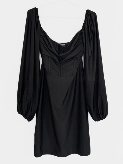 Black Long Sleeve Corset Mini Dress