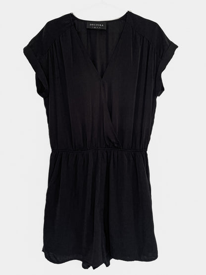 Satin Playsuit in Black