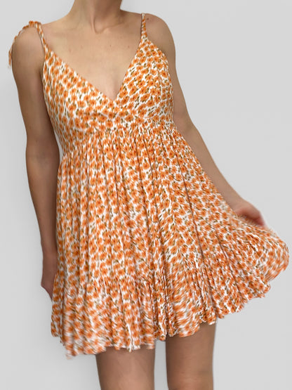 Orange Ditsy Floral Soft Babydoll Dress