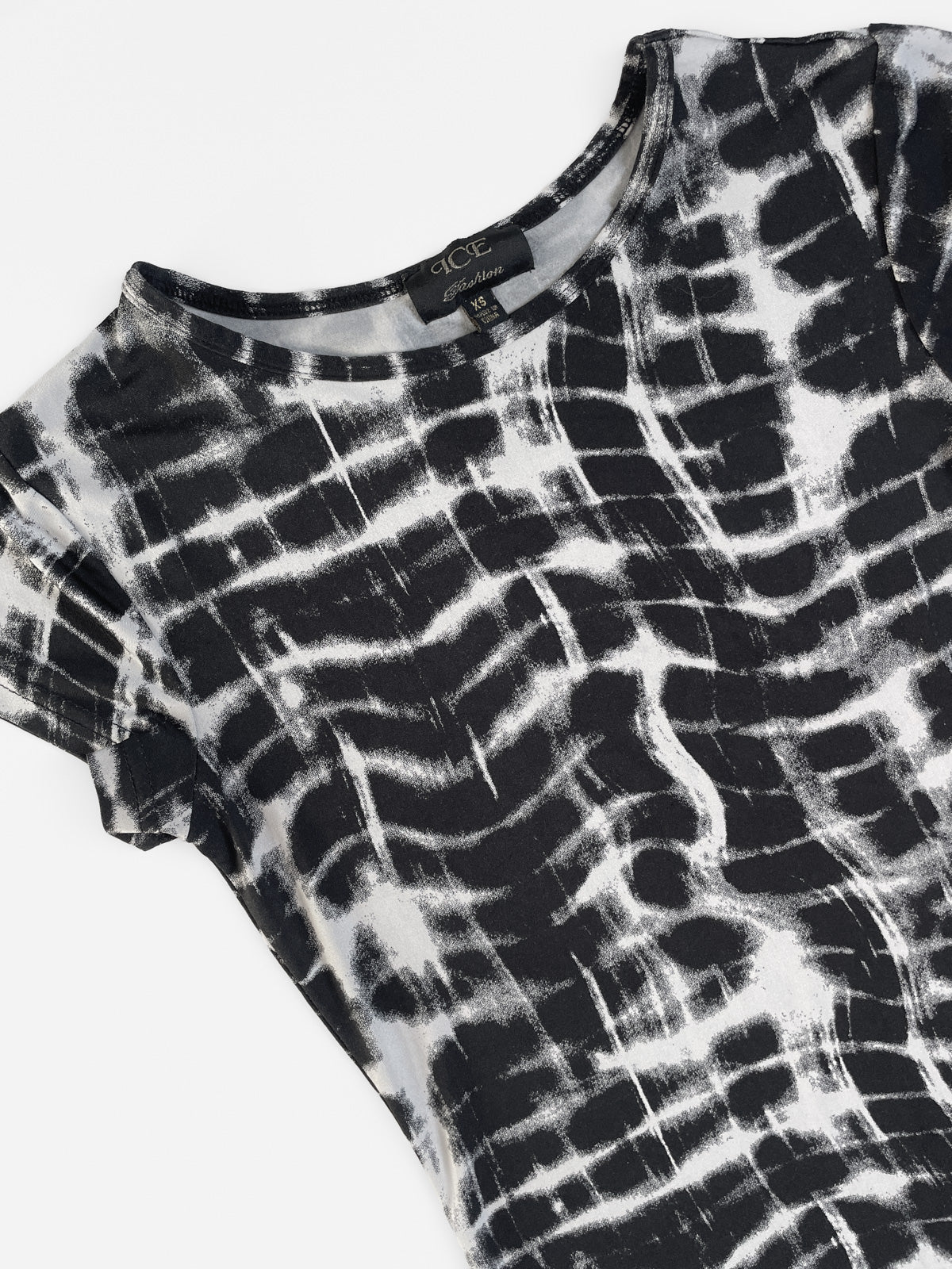 Stretch Jersey Bodycon Dress in Black & White Abstract