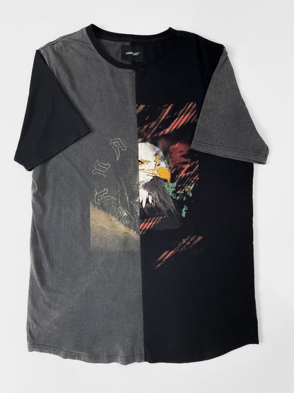 Spliced Wolf & Eagle Black and Charcoal Tall Tee / T-Shirt Dress