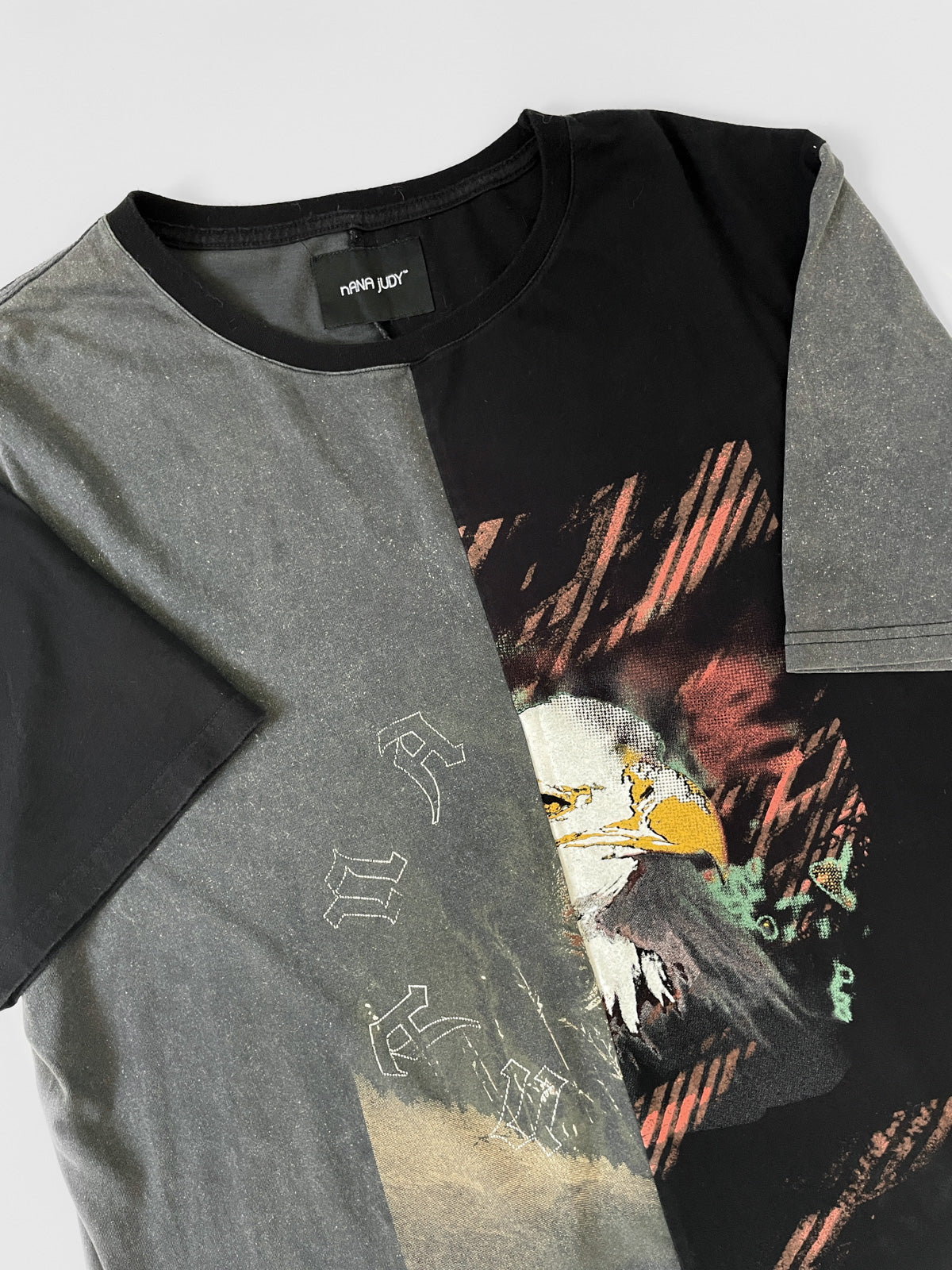 Spliced Wolf & Eagle Black and Charcoal Tall Tee / T-Shirt Dress