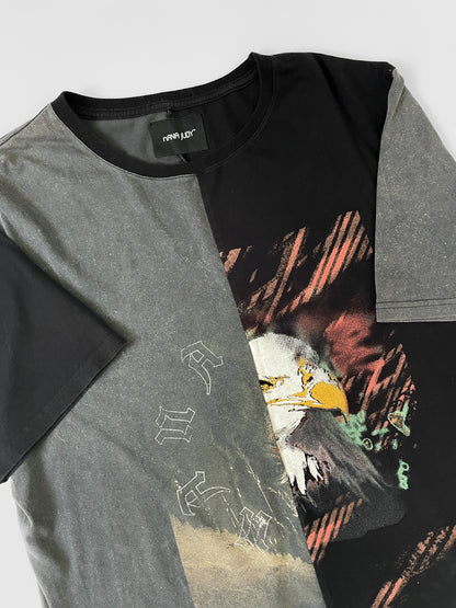 Spliced Wolf & Eagle Black and Charcoal Tall Tee / T-Shirt Dress