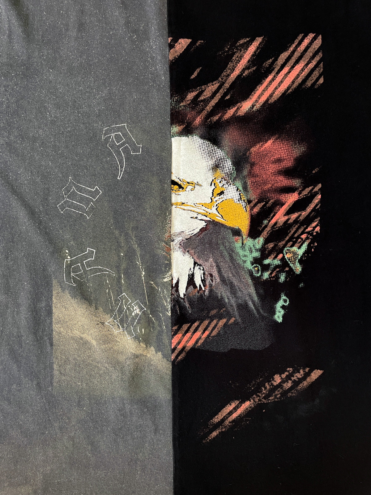 Spliced Wolf & Eagle Black and Charcoal Tall Tee / T-Shirt Dress