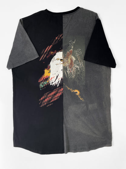 Spliced Wolf & Eagle Black and Charcoal Tall Tee / T-Shirt Dress