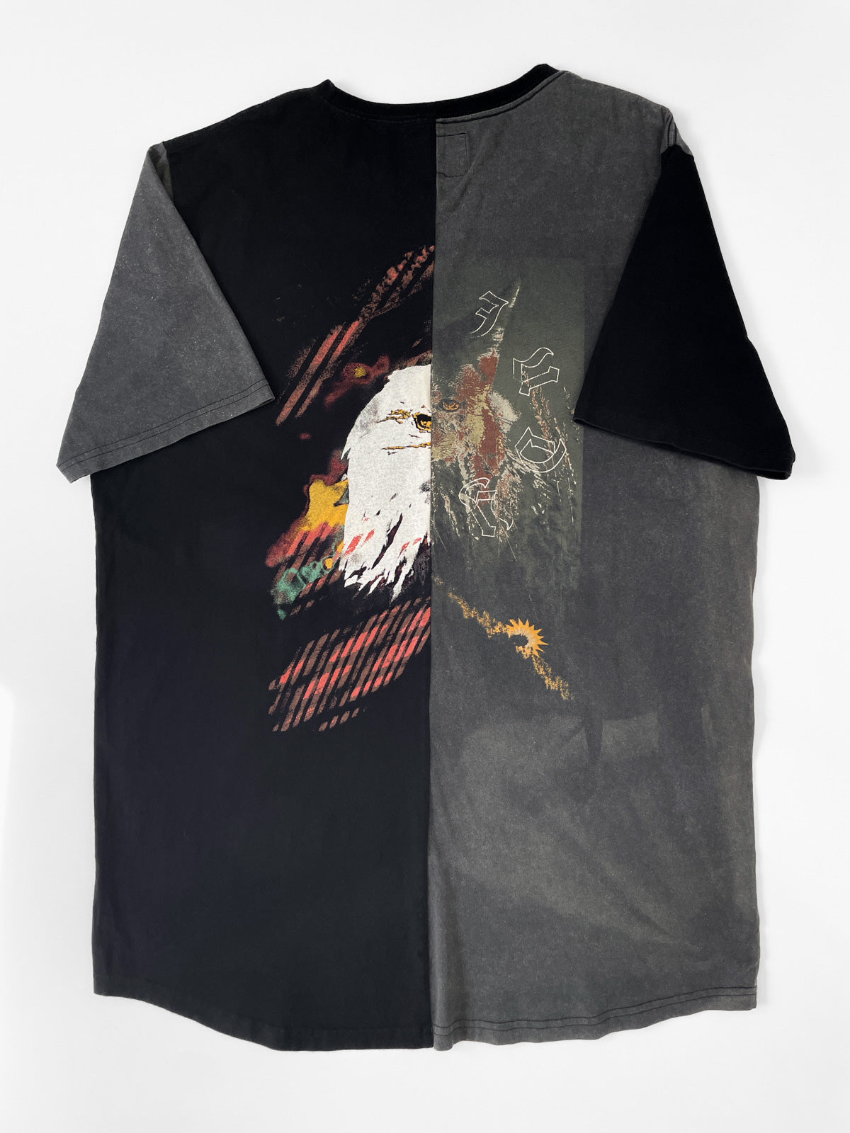 Spliced Wolf & Eagle Black and Charcoal Tall Tee / T-Shirt Dress