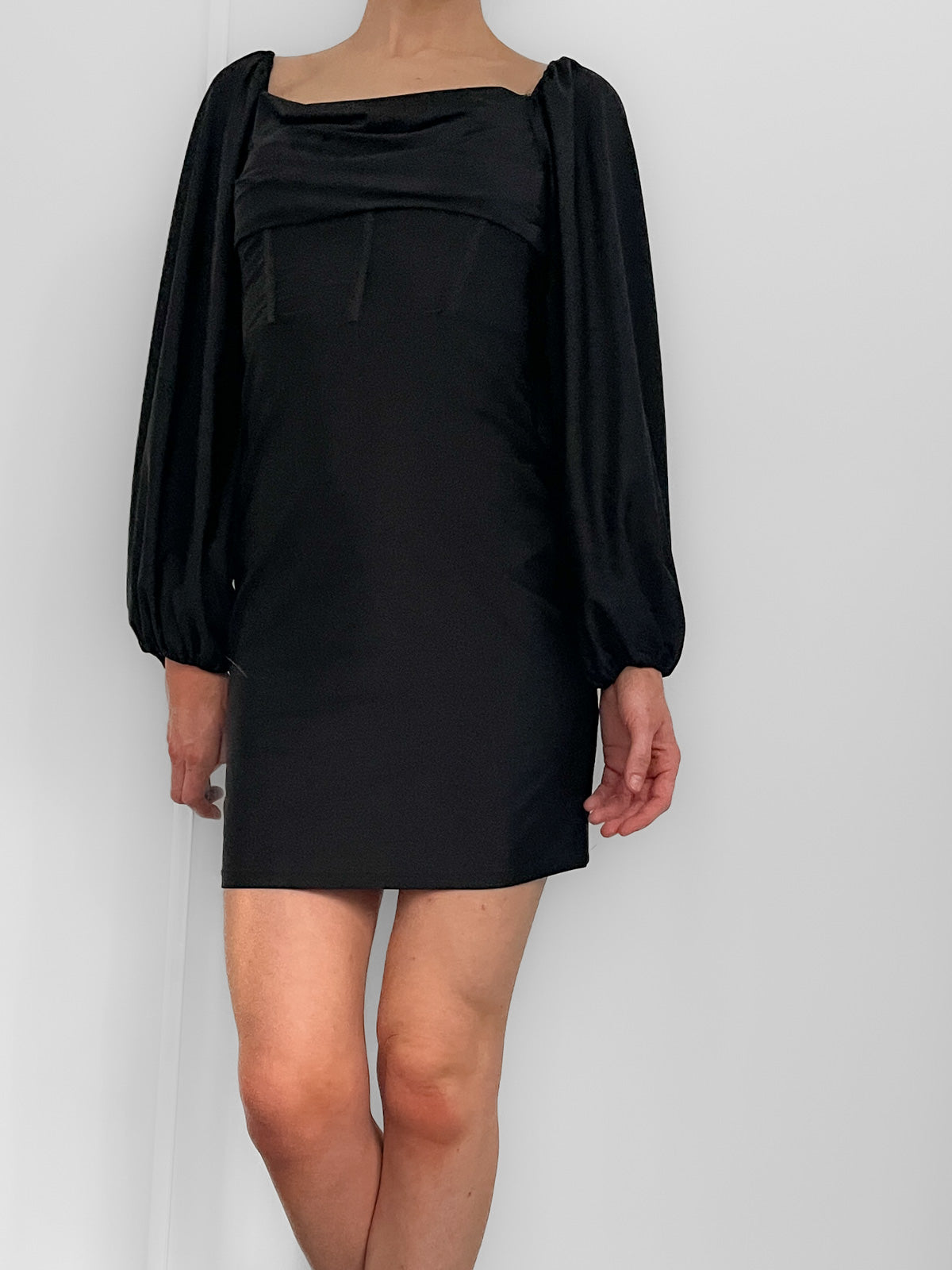 Black Long Sleeve Corset Mini Dress