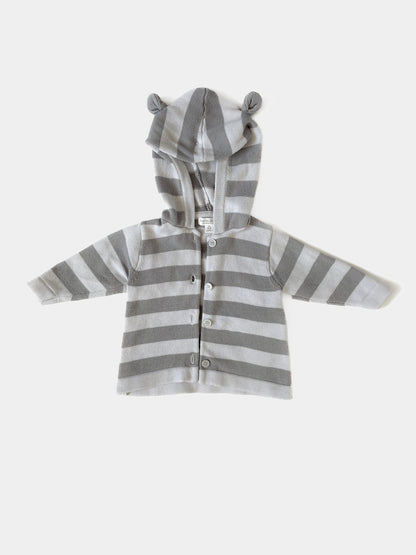 Organic Cotton Grey Stripe Zip Up Kids Hoodie