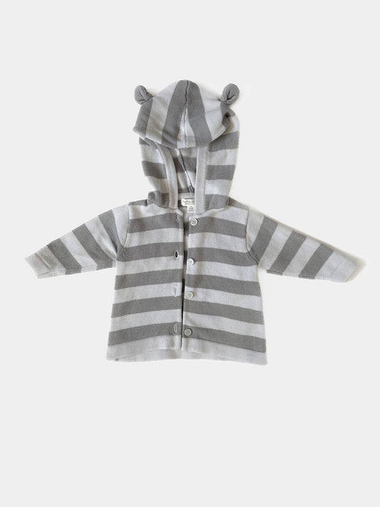 Organic Cotton Grey Stripe Zip Up Kids Hoodie