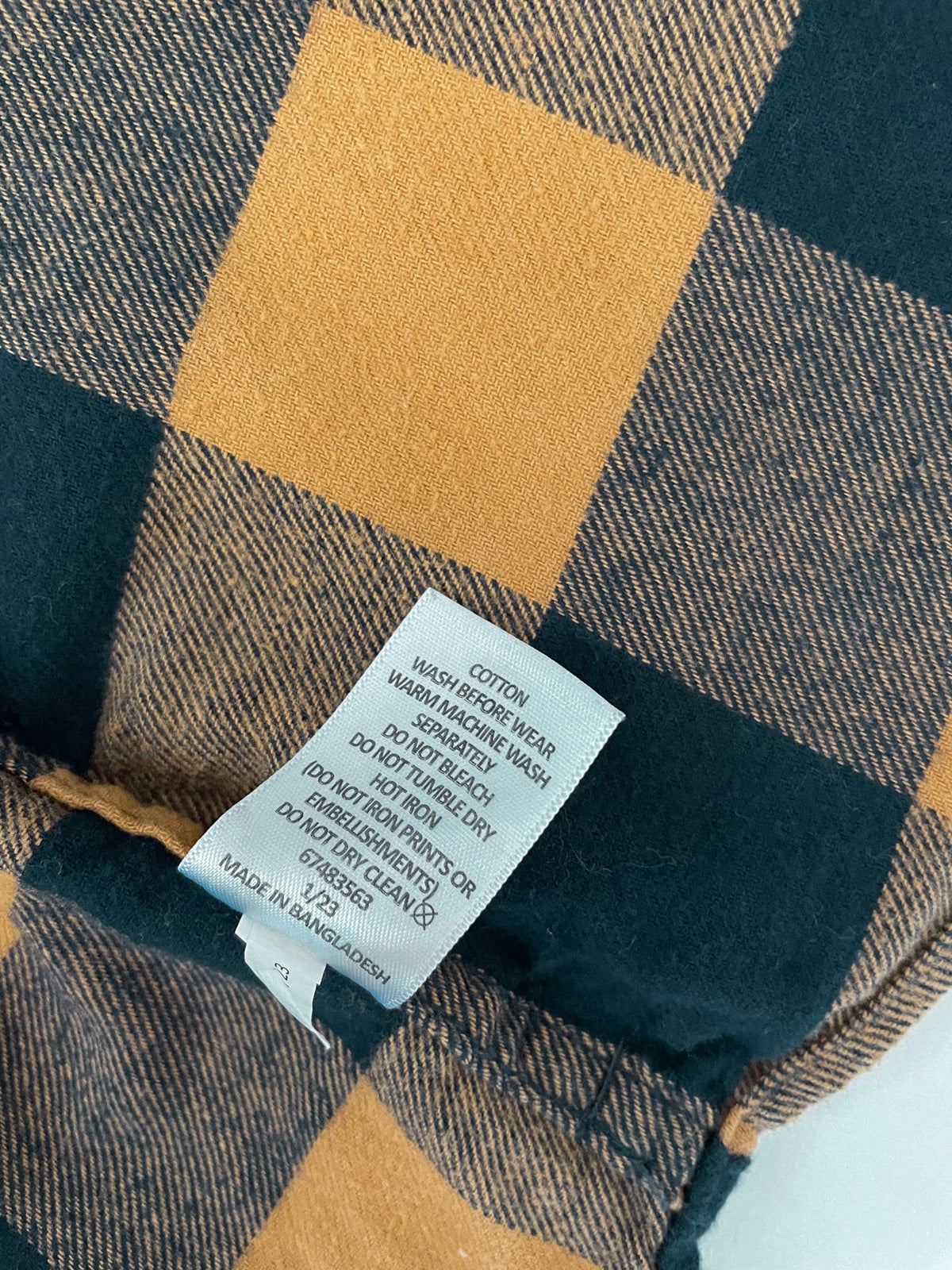 Kids Orange & Navy Plaid Flannelette Button Up Shirt