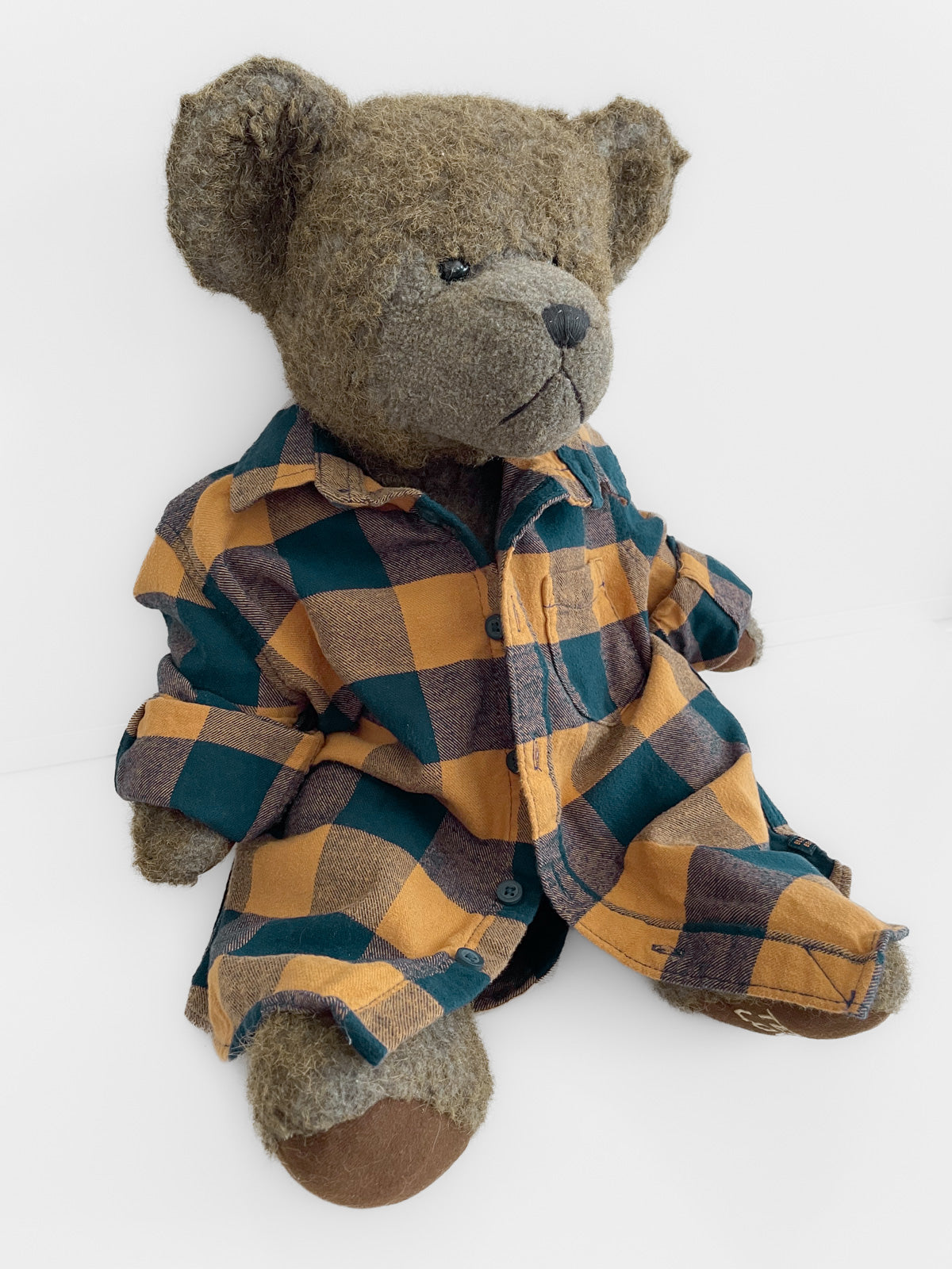 Kids Orange & Navy Plaid Flannelette Button Up Shirt