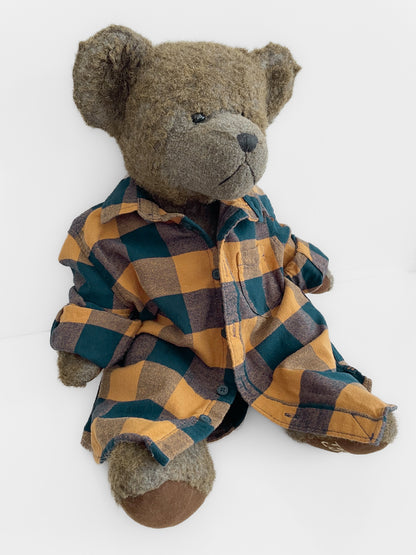 Kids Orange & Navy Plaid Flannelette Button Up Shirt