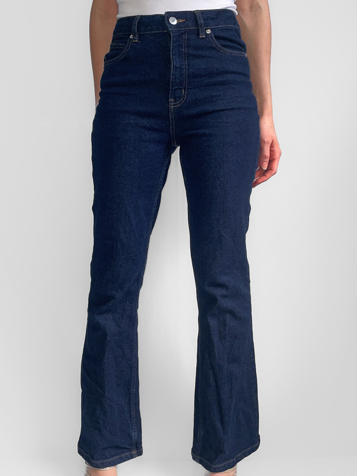 Grab Denim Organic Cotton Flare High Rise in Dark Wash