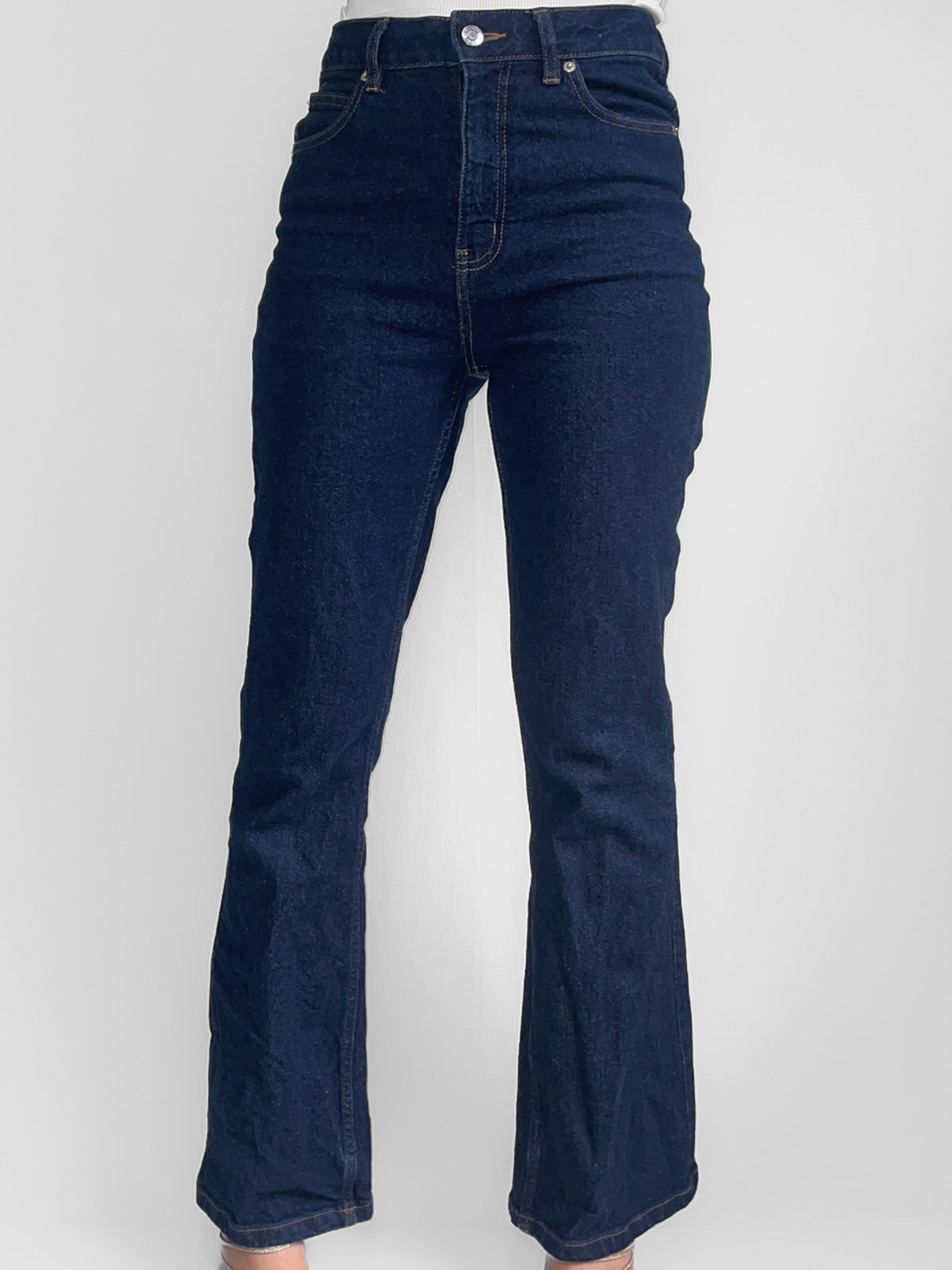 Grab Denim Organic Cotton Flare High Rise in Dark Wash