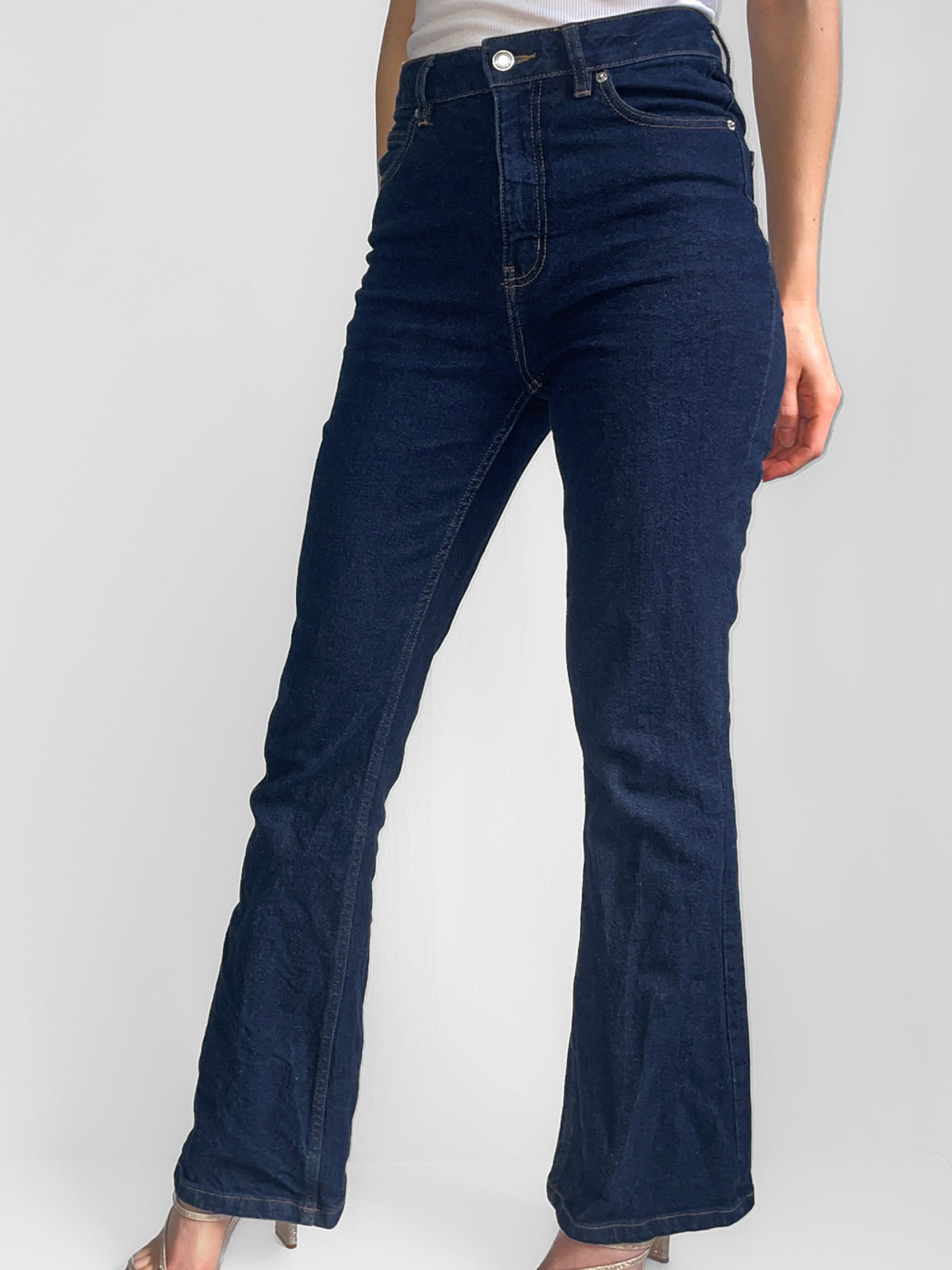 Grab Denim Organic Cotton Flare High Rise in Dark Wash