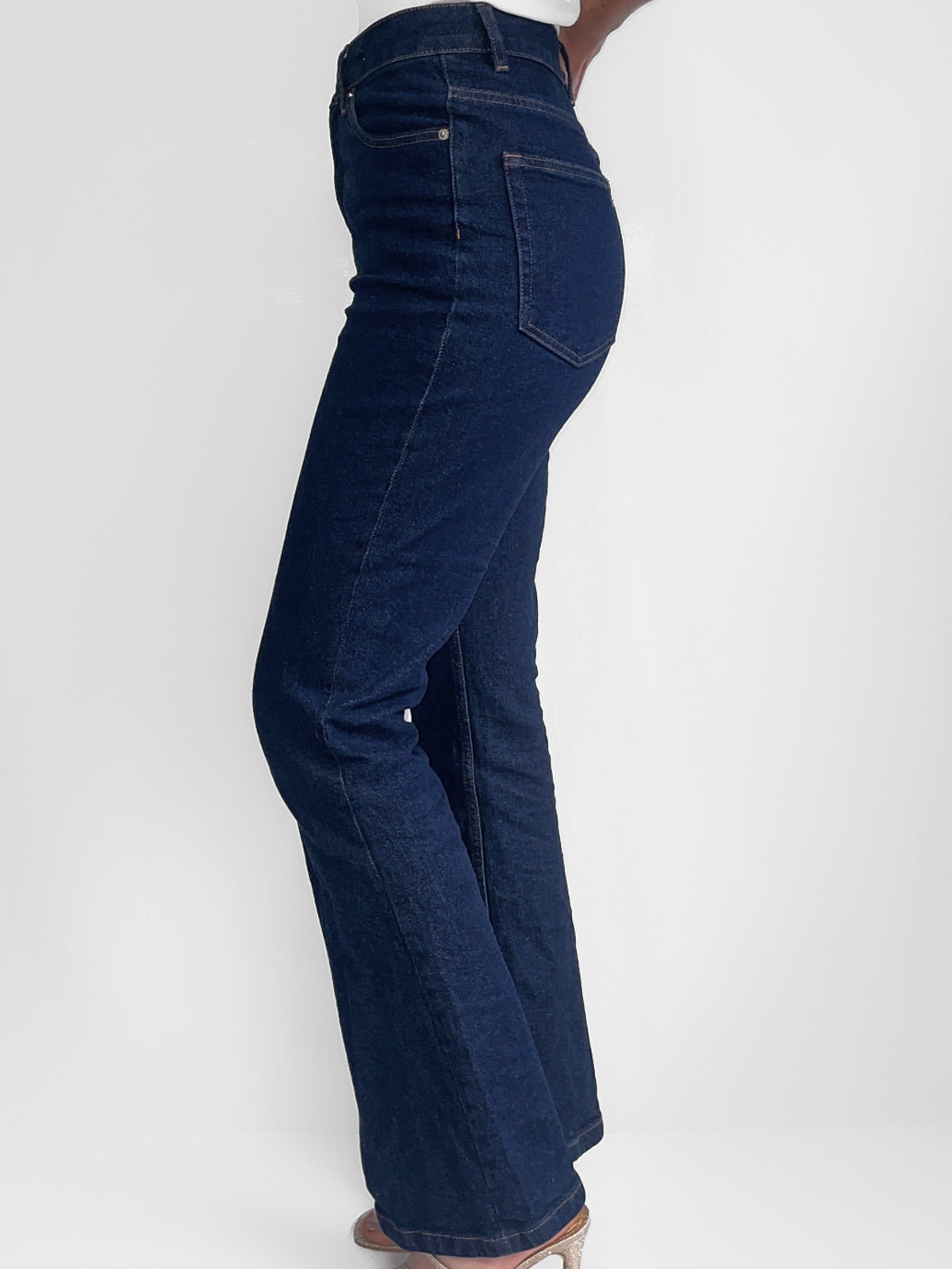 Grab Denim Organic Cotton Flare High Rise in Dark Wash