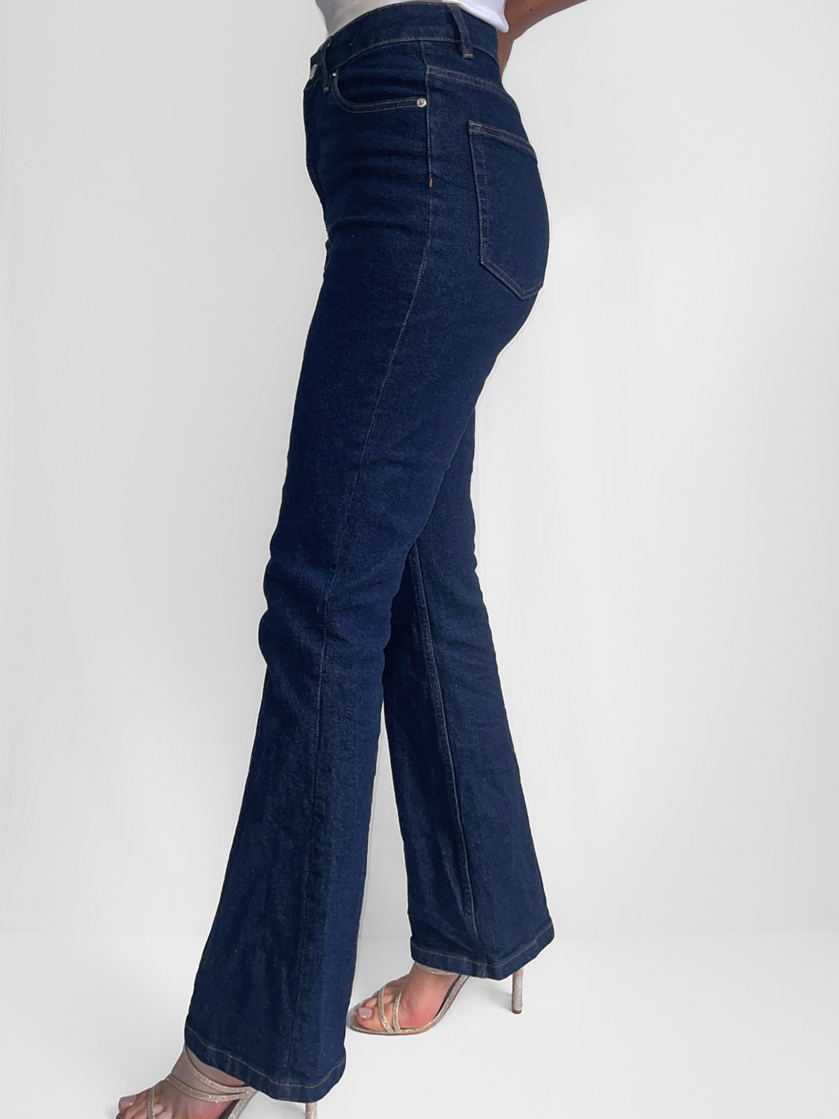Grab Denim Organic Cotton Flare High Rise in Dark Wash