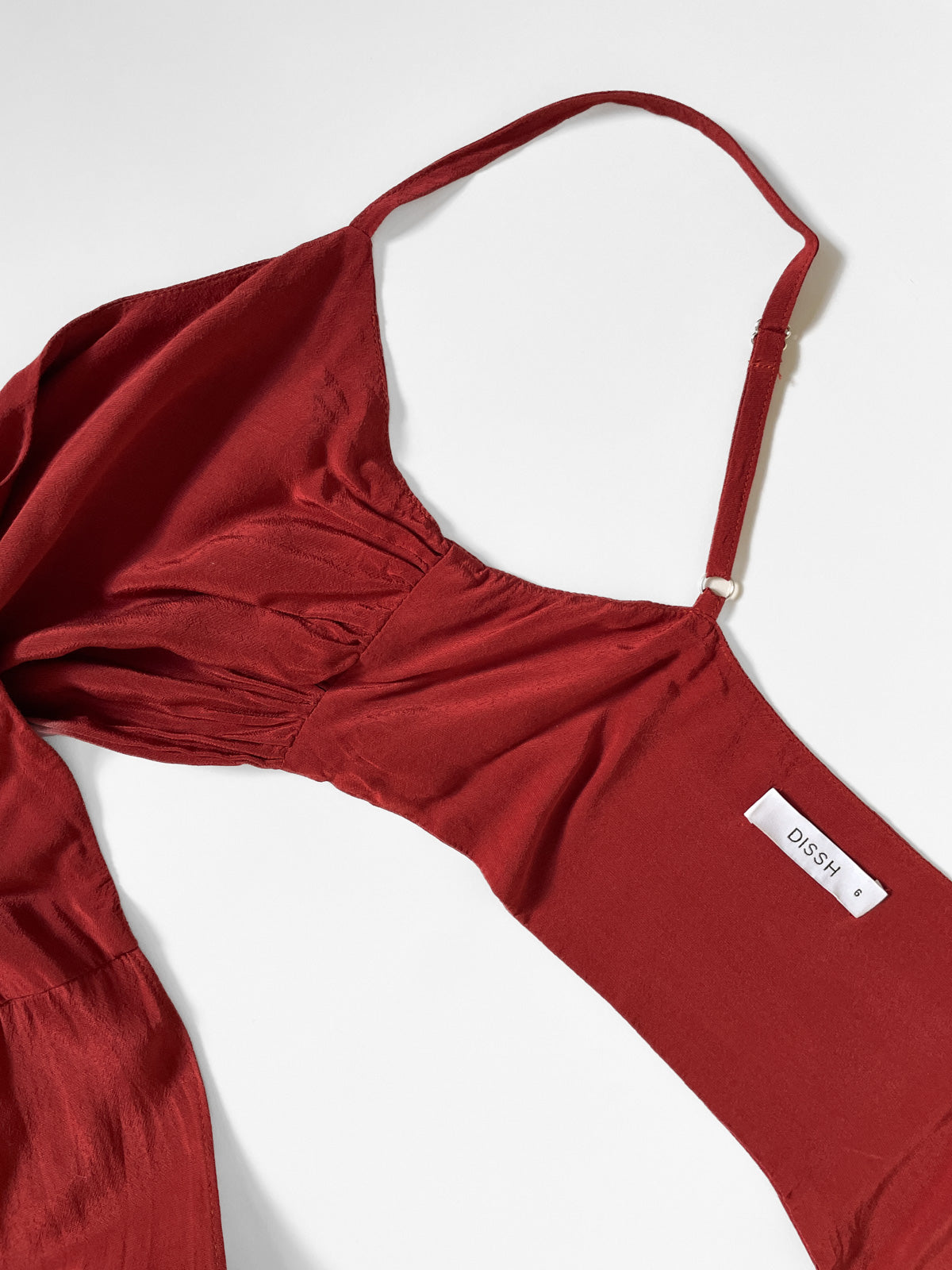 Rust Red Silky Wrap Around Tie Up Cami Top