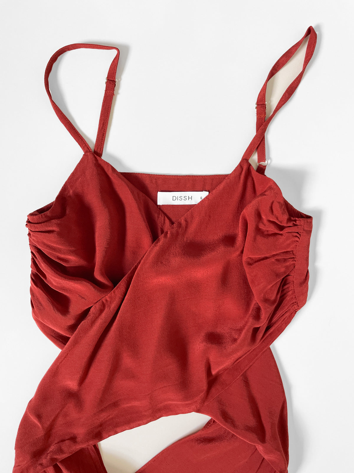 Rust Red Silky Wrap Around Tie Up Cami Top
