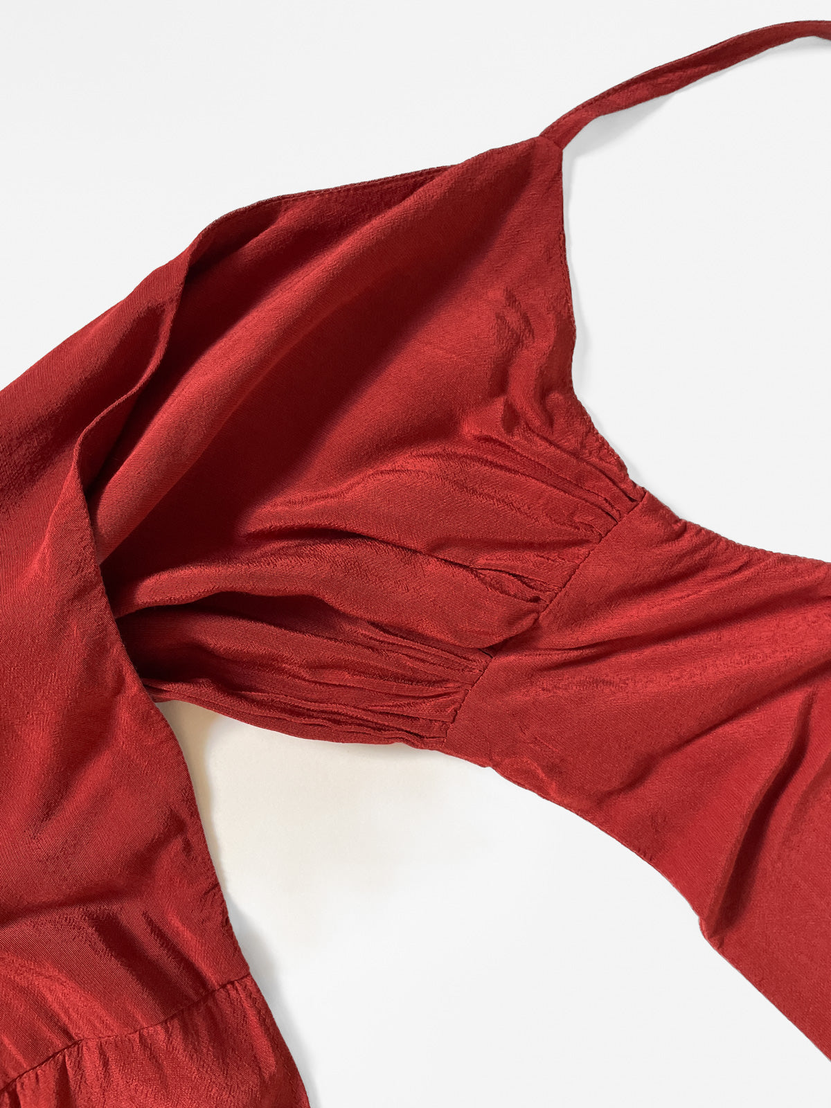 Rust Red Silky Wrap Around Tie Up Cami Top