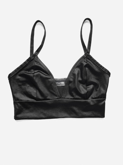 Leather Look Crop Bralette Top