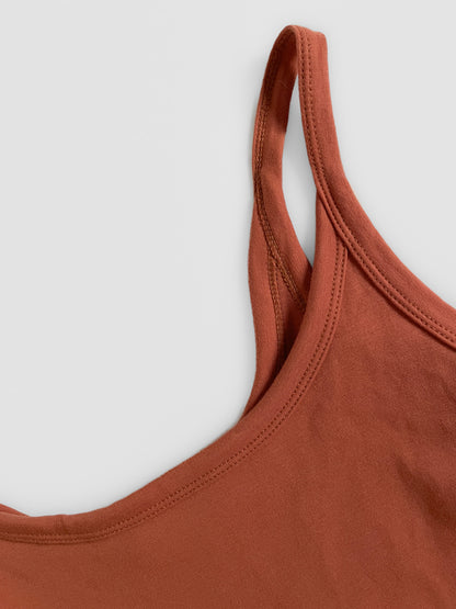 Soft Cotton Bodysuit in Burnt Ochre